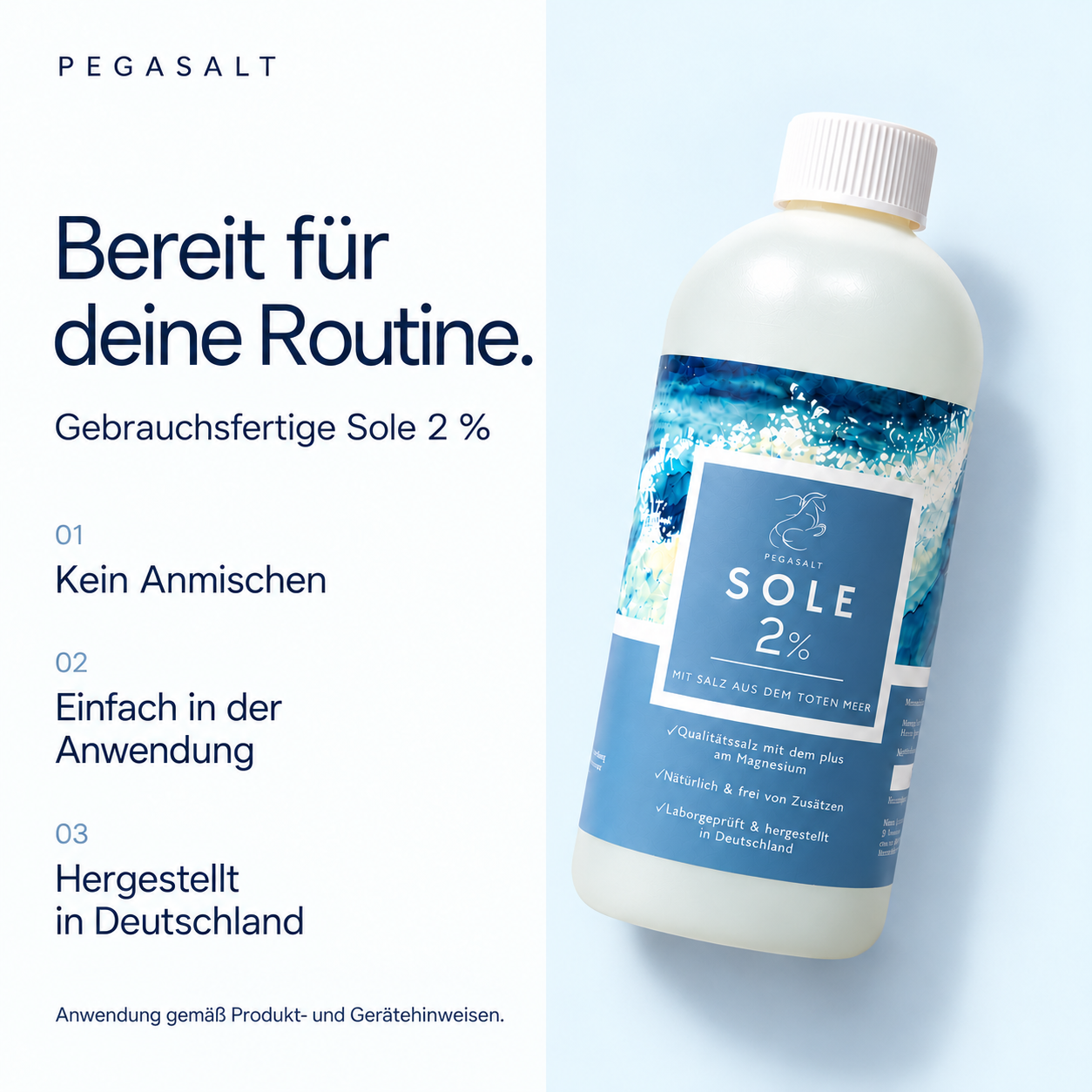 Pegasalt-Sole 2 % mit Salz vom Toten Meer 1000 ml | PEGASALT